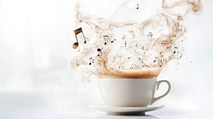 White Coffee Cup with Rising Steam for Beverage and Hospitality Imagery.