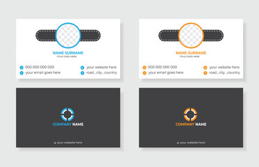 Business card design template with two part for portrait and landscape variation