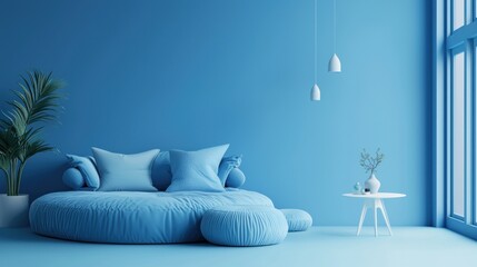 Serene Blue Living Room Interior Design