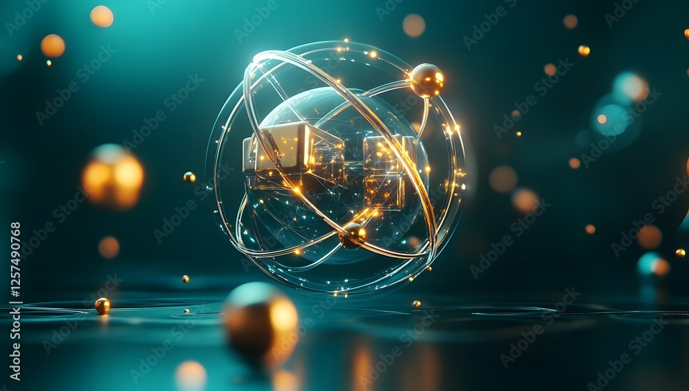 Poster Abstract Atomic Structure Orbiting Dark Background