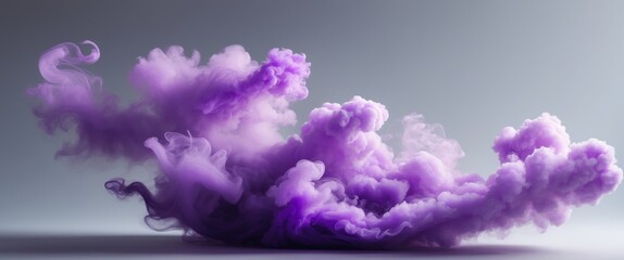 Fototapeta premium Abstract Purple Smoke Swirls on Grey Background.