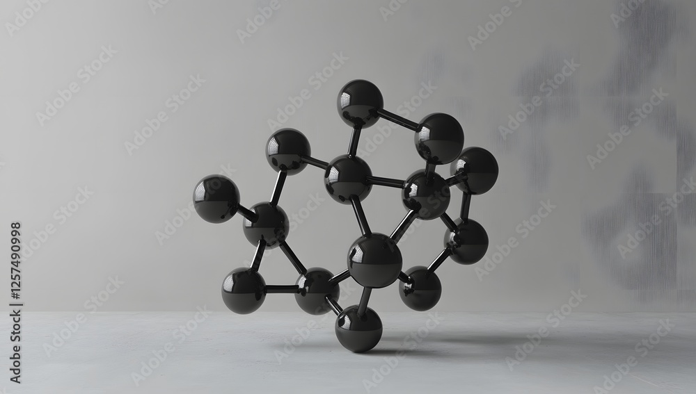 Poster abstract black molecular structure in minimalist studio