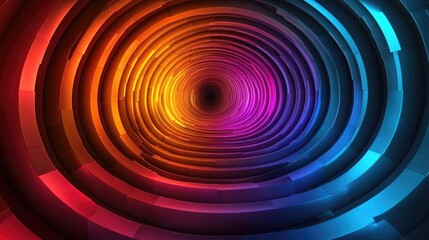 Obraz premium Vibrant concentric circles in a gradient of colors creating a mesmerizing tunnel effect