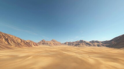 Fototapeta premium Vast Desert Landscape Under a Clear Blue Sky