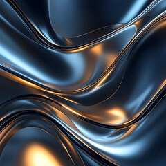 Elegance in Fluid Metal: A captivating display of flowing, metallic surfaces in hues of deep blue and golden bronze, artfully sculpted to evoke a sense of luxury and sophisticated design.