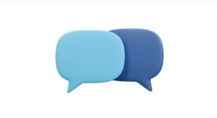 3D speech bubbles, blue hues, white backdrop