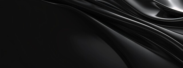 Abstract minimalist wallpaper with sharp edges and curves on black background. Ideal for modern design and banner templates with copy space in the center for text.