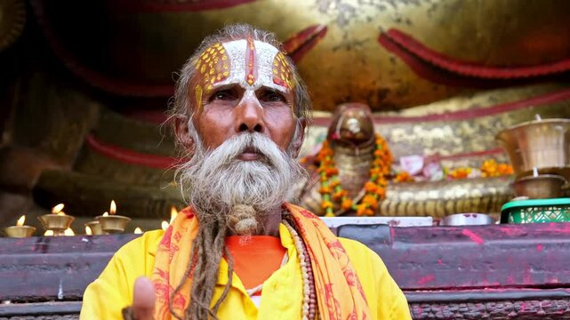 Traditional Sadhu With Tilak and Robes