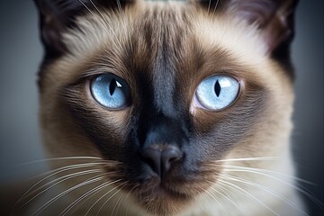 Siamese Cat Portrait with Stunning Blue Eyes, Perfect for Animal Lovers, Veterinary Clinics, and Pet Shops