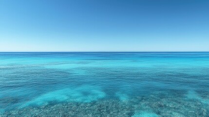 Obraz premium Serene blue ocean landscape with clear waters and distant horizon under a bright sky