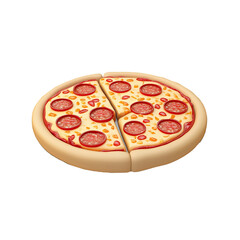 Pepperoni pizza slices studio shot, white background
