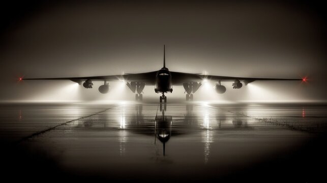 Night Flight: B-52 Stratofortress Taking Off