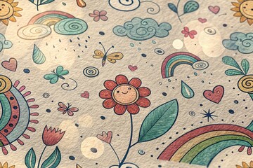 Playful Doodles Positive Affirmations Bokeh Background - Inspirational Art Print