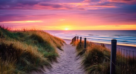 Sunrise Over Ventnor Beach Dunes: A Beautiful Pathway to the Atlantic Ocean