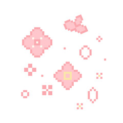 Sakura cherry pixel flower, floral japan 8 bit retro y2k plam. East nature symbol.Old school. © Alyona