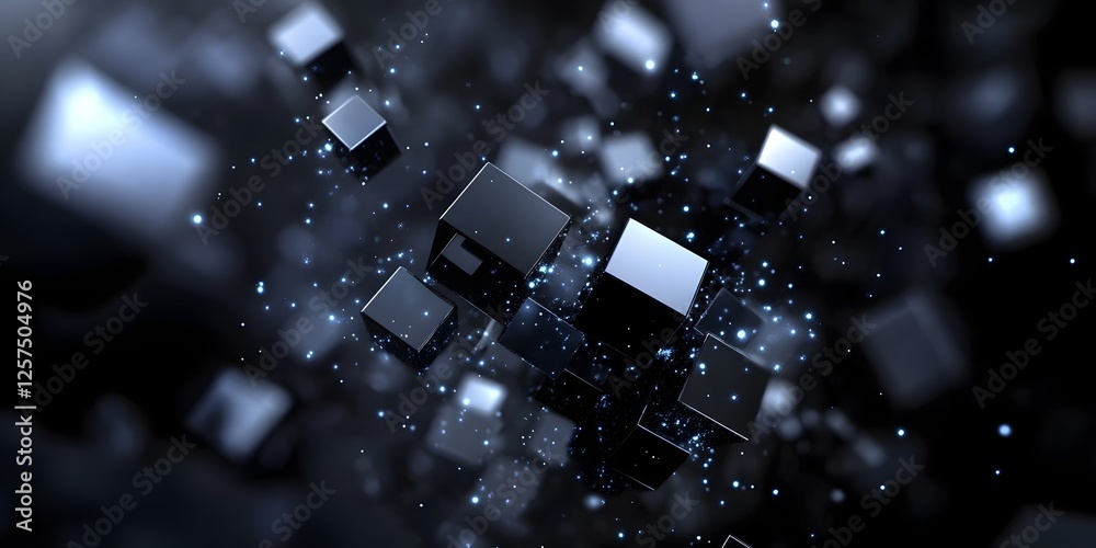 Aufkleber abstract cubes floating in dark space