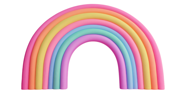 A vibrant, colorful rainbow with soft pastel tones, symbolizing hope, harmony, and joy in a whimsical style.