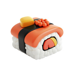 3D Sushi Roll, White Background, Isolated, Food Icon, App Design