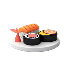 3D Sushi Platter on White Background