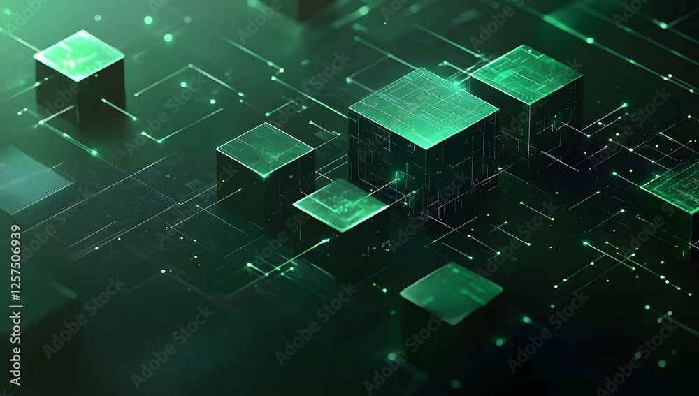 Poster abstract digital cubes network, technology background