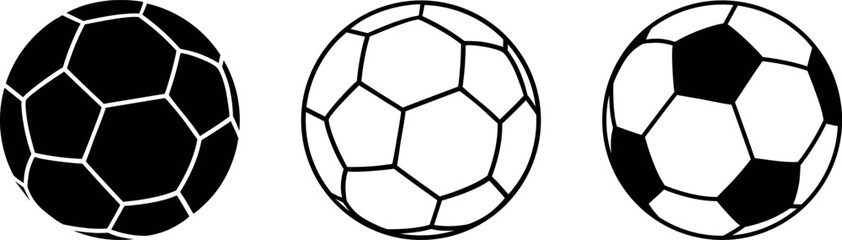 Soccer football ball icon set. Isolated sports ball on white background