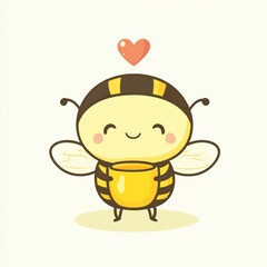 Obraz premium Cute cartoon bee holding honey (9)