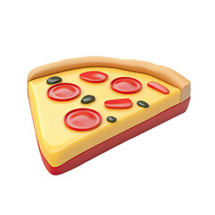 3D Rendered Pizza Slice, White Background, Food Icon, App Design
