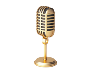 A vintage gold microphone representing classic audio technology and the art of sound recording for musicians and podcasters.