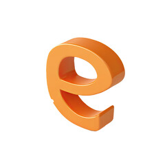 Obraz premium Orange 3D lowercase 'e' letter, isolated, white background, design element