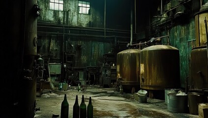 Naklejka premium Abandoned Factory: A Glimpse into Decaying Industry