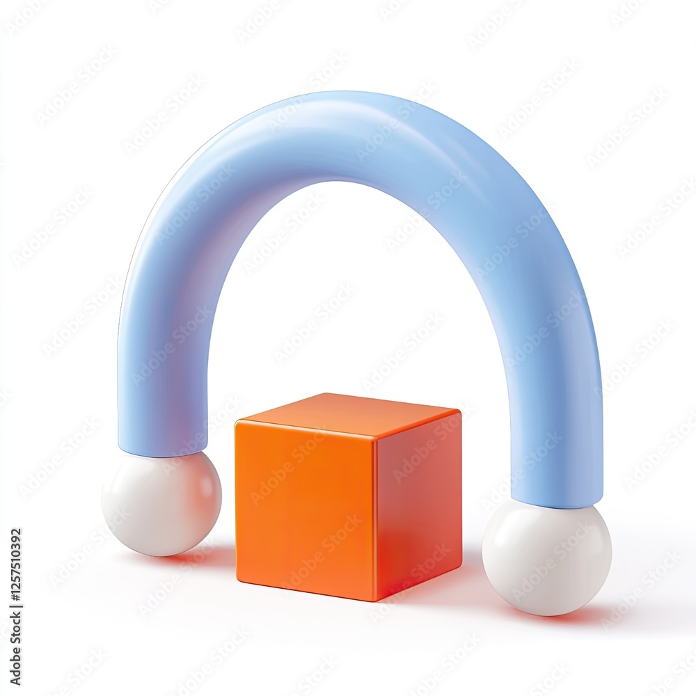 Poster Abstract archway cube design on white background