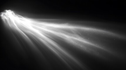 Bright Light Beam Streaks Across Dark Background
