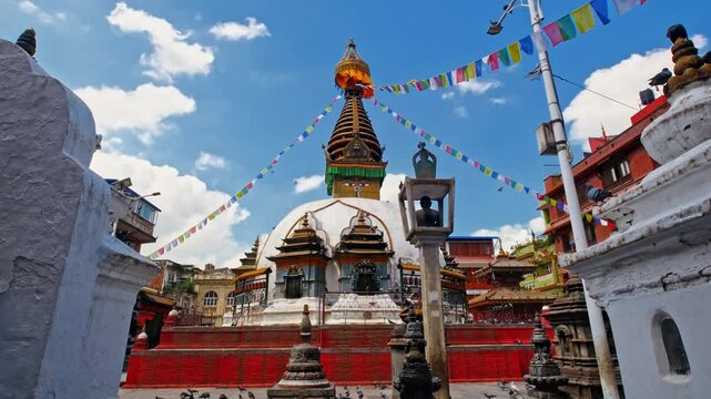 The World Peace Pagoda,also known as Shanti Stupa,is a Buddhist monument promoting peace and harmony.Located on a hilltop,it offers stunning panoramic views and serves as a symbol of unity,tranquility