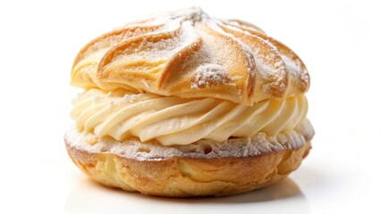Cream Puff Pastry on White Background