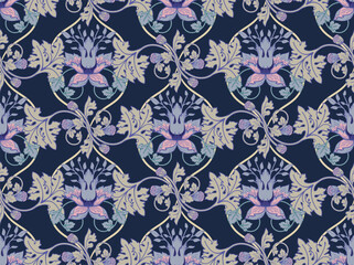 Seamless pattern in modern damask style for fabric, tapestry, wallpaper, wrapping paper