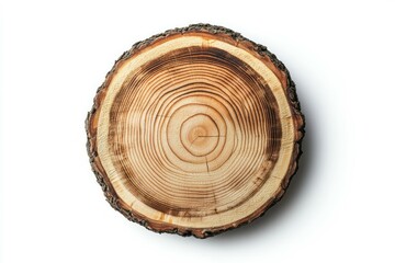 Naklejka premium Cross-section tree trunk on white background. AI image