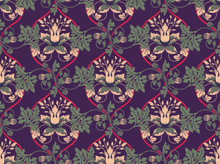 Seamless pattern in modern damask style for fabric, tapestry, wallpaper, wrapping paper.