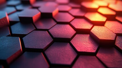 Close-up of textured hexagonal tiles creating a vibrant, colorful pattern with light reflections
