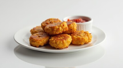 Crispy Gambian akara served with sauce on a clean plate