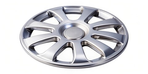 Obraz premium Silver Wheel Cover on White Background