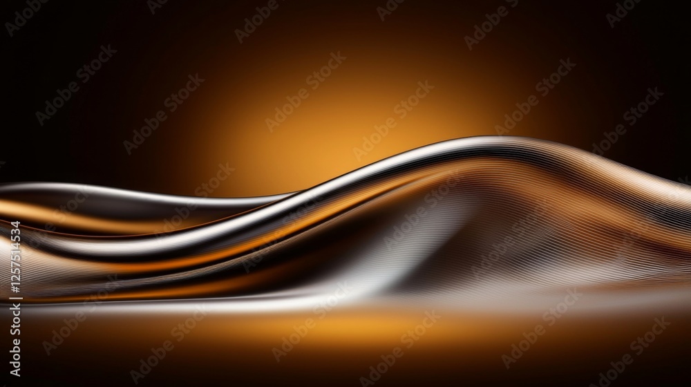 Wall mural A black and gold abstract background with wavy lines