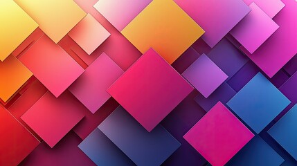 Colorful geometric shapes layered in vibrant hues creating a dynamic abstract background
