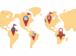 Adventure Destination Pins on World Map