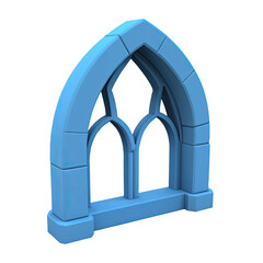 Fototapeta premium Gothic window, 3D render, white background, architectural design