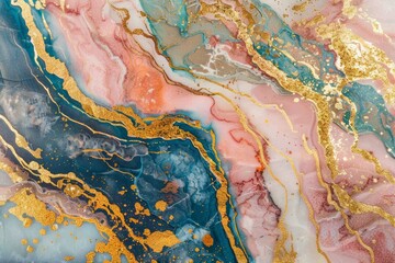 Vivid marble texture with gold accents. Artificial Intelligence