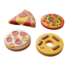 3D pizza slices, isolated, white background, food menu design