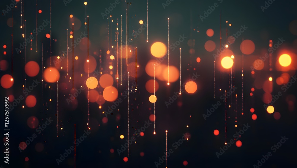 Poster abstract glowing particles cascading dark background