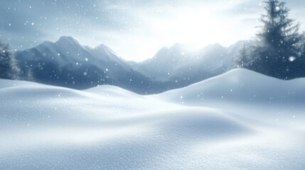 Obraz premium Serene Winter Landscape with Snowy Terrain and Crisp Atmosphere, Ideal for Cold-Weather Aesthetic and Holiday Themes 