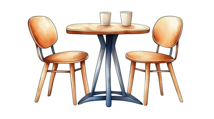 Cozy corner setting, a tranquil space with table, two chairs and cup for quiet moment