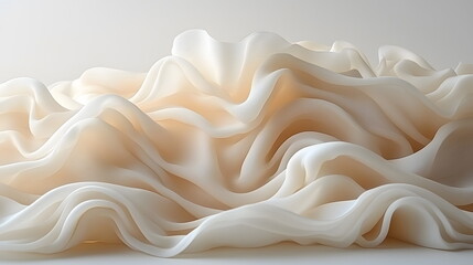 Soft fabric draped elegantly in gentle waves creating a serene and calming visual texture on a light background.